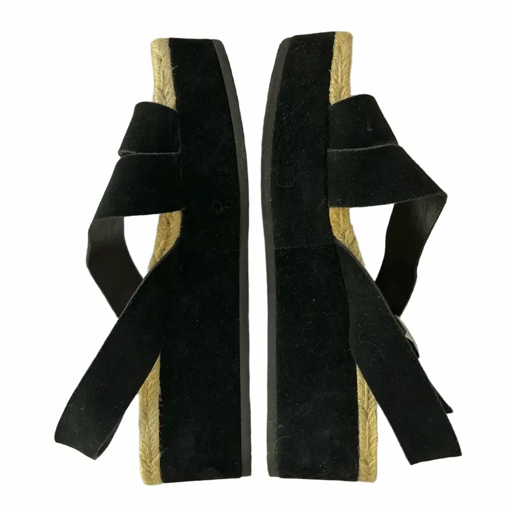 Rag & Bone Megan Espadrille Black Size 40  Sandals Suede Platform Shoes